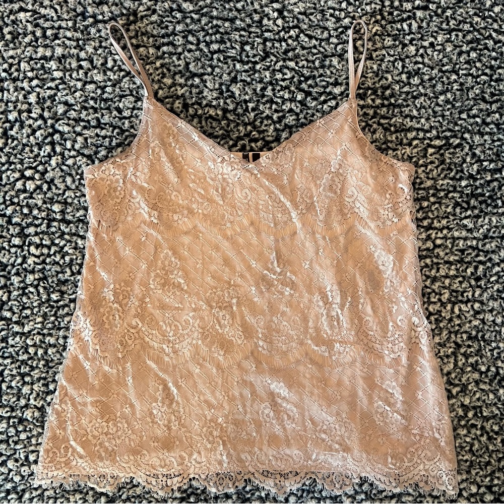 Delicate Lace Cami Tank Top - Blush